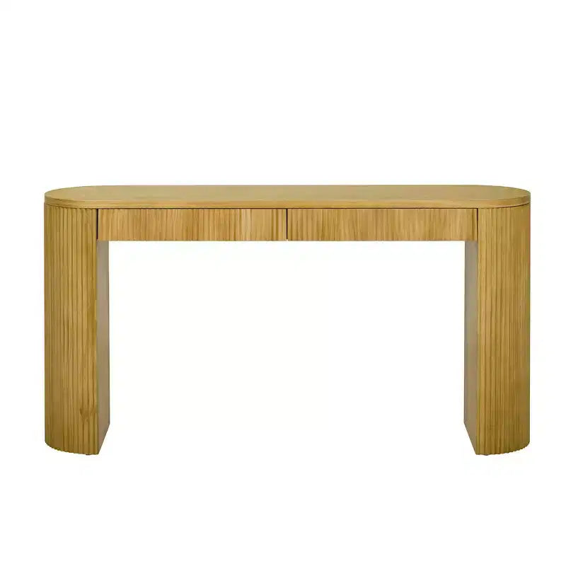 Console de 147,8 cm avec pieds arqués robustes réglables, table d'entrée avec grand plateau et deux tiroirs, table d'appoint pour salon