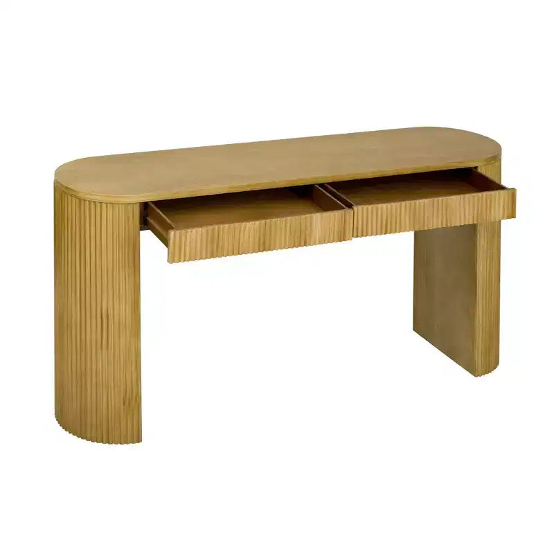 Console de 147,8 cm avec pieds arqués robustes réglables, table d'entrée avec grand plateau et deux tiroirs, table d'appoint pour salon