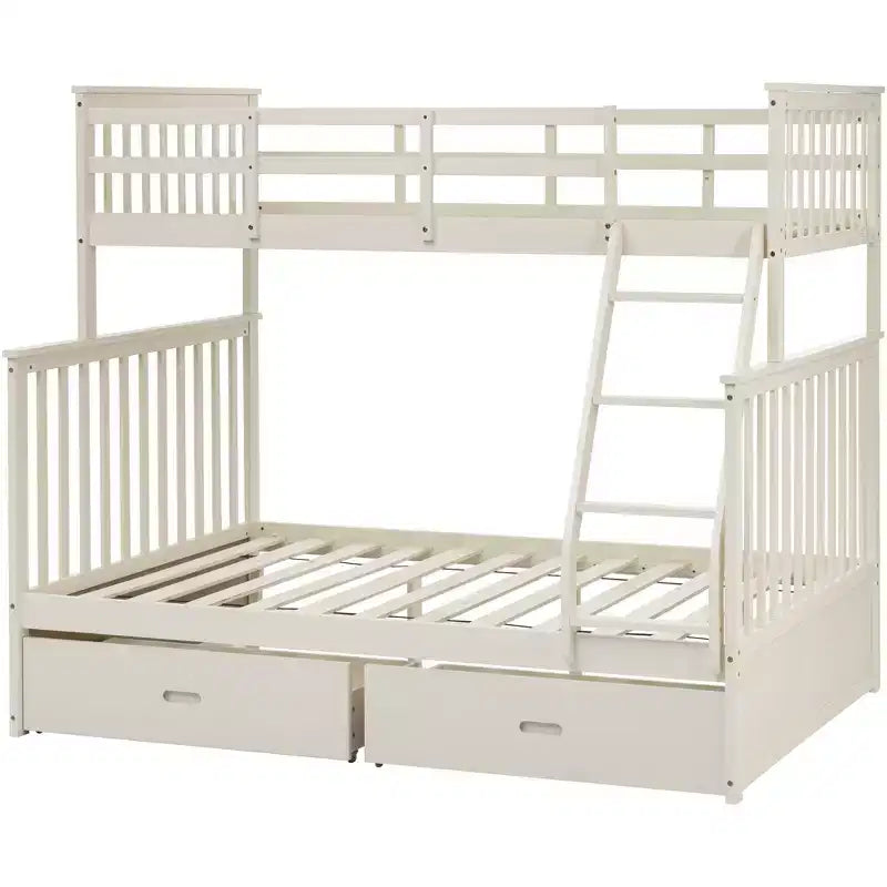 Lits superposés jumeaux sur lits complets 76IN avec tiroirs de rangement, lits superposés pour enfants avec garde-corps de sécurité et échelle, cadres de lit pour salon, chambre d'enfants