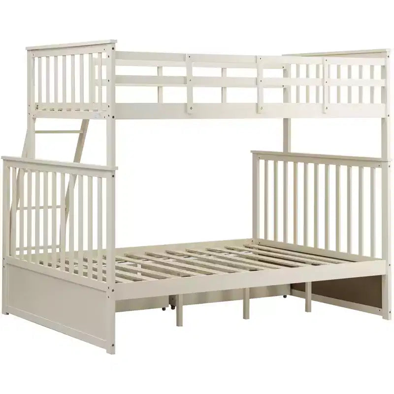 Lits superposés jumeaux sur lits complets 76IN avec tiroirs de rangement, lits superposés pour enfants avec garde-corps de sécurité et échelle, cadres de lit pour salon, chambre d'enfants
