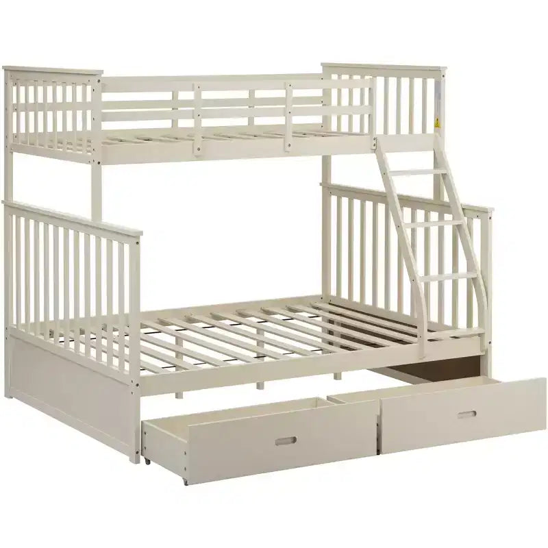 Lits superposés jumeaux sur lits complets 76IN avec tiroirs de rangement, lits superposés pour enfants avec garde-corps de sécurité et échelle, cadres de lit pour salon, chambre d'enfants