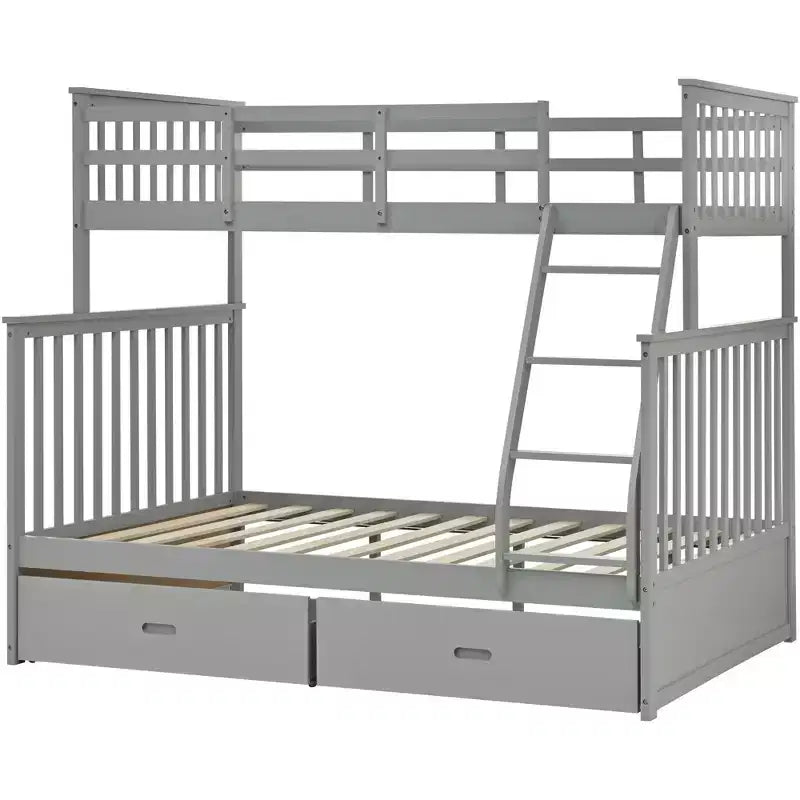 Lits superposés jumeaux sur lits complets 76IN avec tiroirs de rangement, lits superposés pour enfants avec garde-corps de sécurité et échelle, cadres de lit pour salon, chambre d'enfants