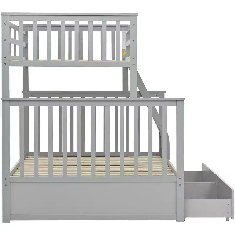 Lits superposés jumeaux sur lits complets 76IN avec tiroirs de rangement, lits superposés pour enfants avec garde-corps de sécurité et échelle, cadres de lit pour salon, chambre d'enfants