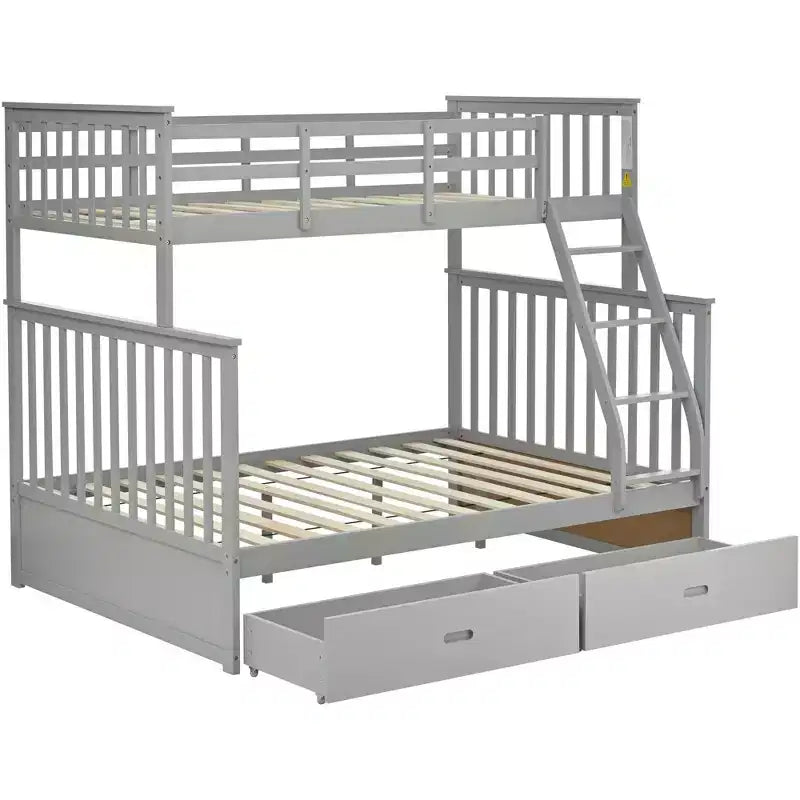 Lits superposés jumeaux sur lits complets 76IN avec tiroirs de rangement, lits superposés pour enfants avec garde-corps de sécurité et échelle, cadres de lit pour salon, chambre d'enfants
