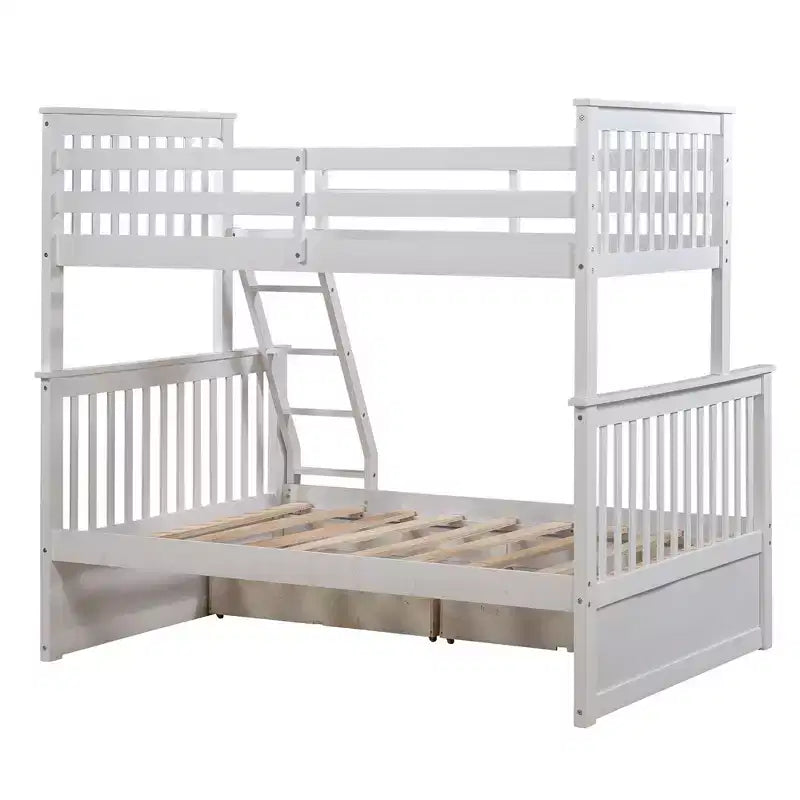 Lits superposés jumeaux sur lits complets 76IN avec tiroirs de rangement, lits superposés pour enfants avec garde-corps de sécurité et échelle, cadres de lit pour salon, chambre d'enfants