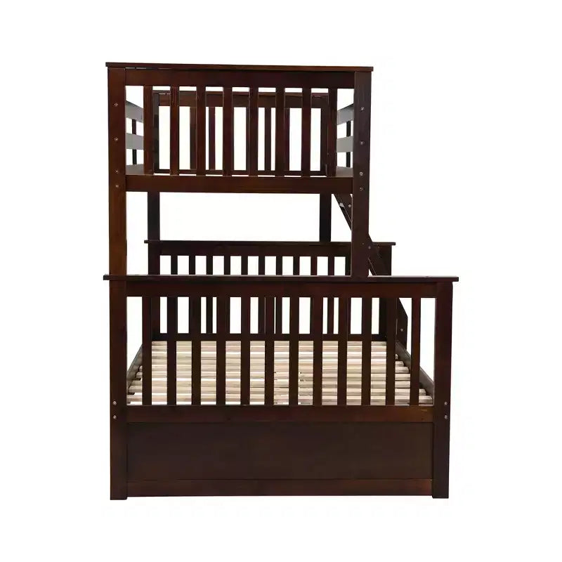Lits superposés jumeaux sur lits complets 76IN avec tiroirs de rangement, lits superposés pour enfants avec garde-corps de sécurité et échelle, cadres de lit pour salon, chambre d'enfants