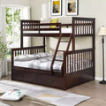Lits superposés jumeaux sur lits complets 76IN avec tiroirs de rangement, lits superposés pour enfants avec garde-corps de sécurité et échelle, cadres de lit pour salon, chambre d'enfants