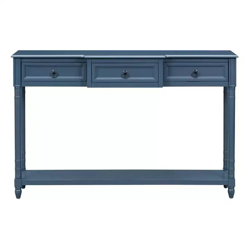 Console vintage de 52 pouces, table d'entrée avec 3 tiroirs et 1 grande étagère, table de couloir pour salon, entrée, hall