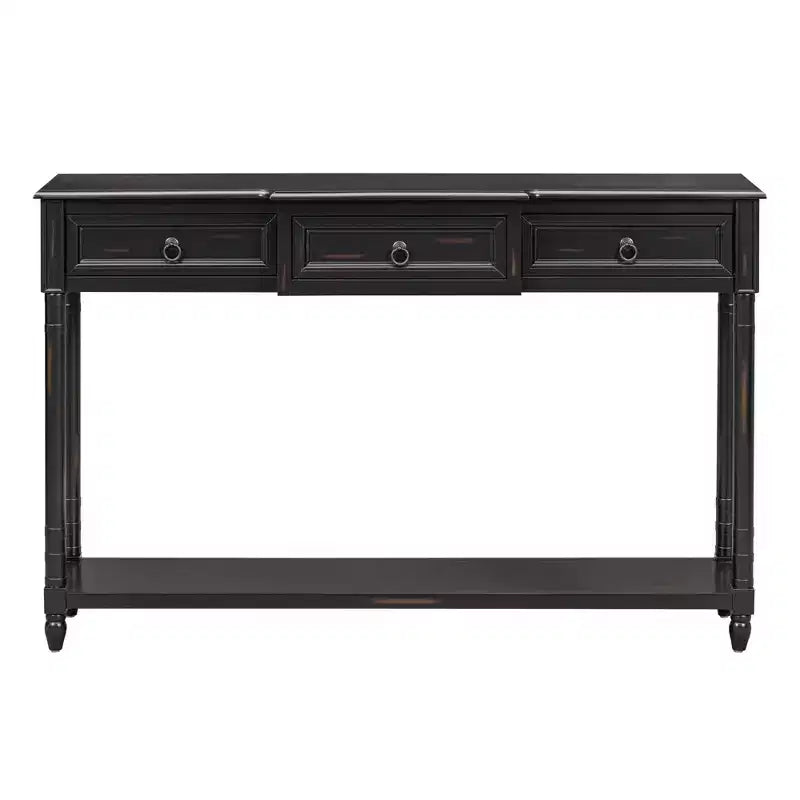 Console vintage de 52 pouces, table d'entrée avec 3 tiroirs et 1 grande étagère, table de couloir pour salon, entrée, hall