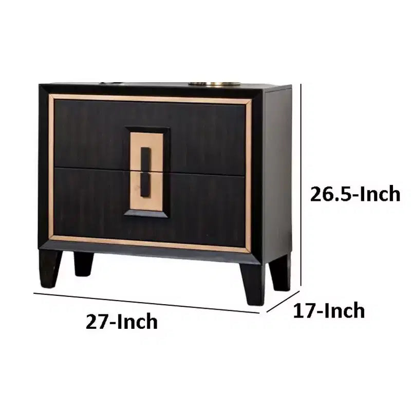 Table de chevet, 2 tiroirs, 68,5 cm