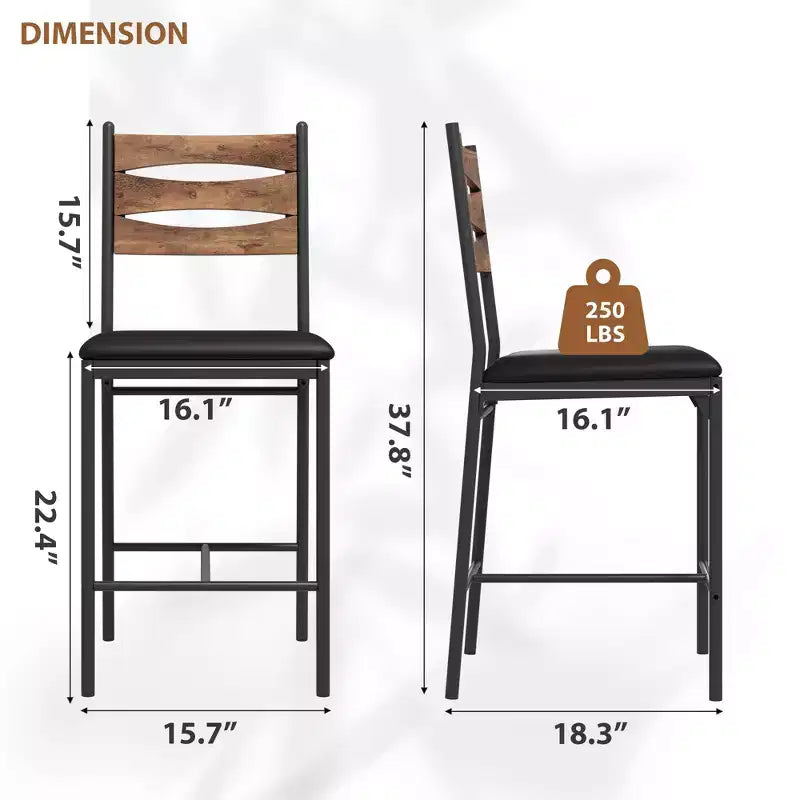 Tabourets de bar hauteur comptoir, chaises de bar rembourrées en similicuir avec dossier en bois, coussin épais et repose-pieds pour îlot de cuisine