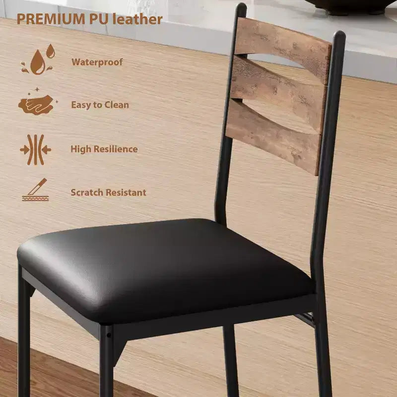 Tabourets de bar hauteur comptoir, chaises de bar rembourrées en similicuir avec dossier en bois, coussin épais et repose-pieds pour îlot de cuisine