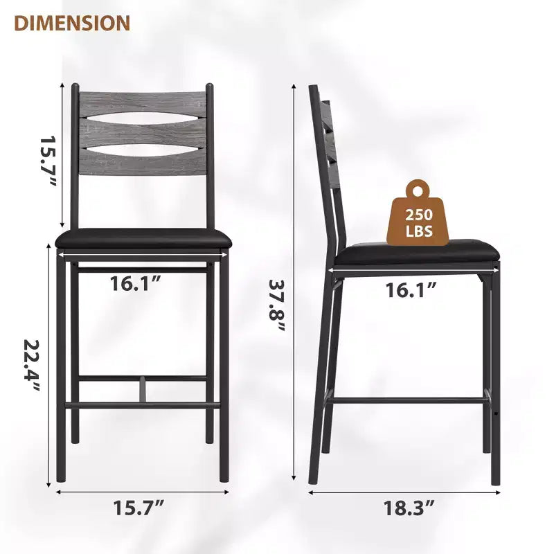 Tabourets de bar hauteur comptoir, chaises de bar rembourrées en similicuir avec dossier en bois, coussin épais et repose-pieds pour îlot de cuisine