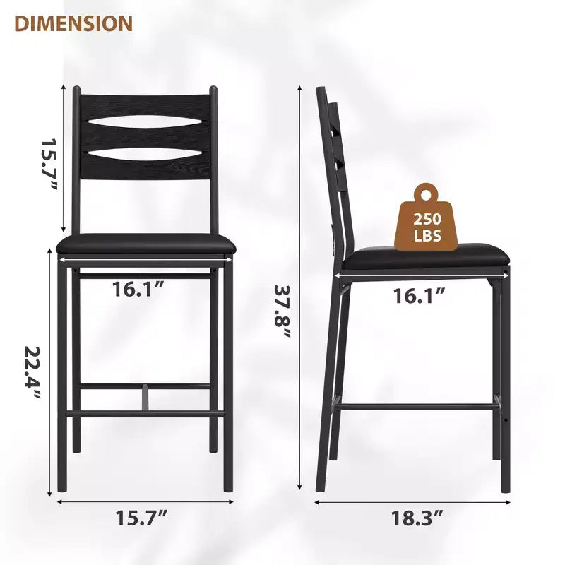 Tabourets de bar hauteur comptoir, chaises de bar rembourrées en similicuir avec dossier en bois, coussin épais et repose-pieds pour îlot de cuisine