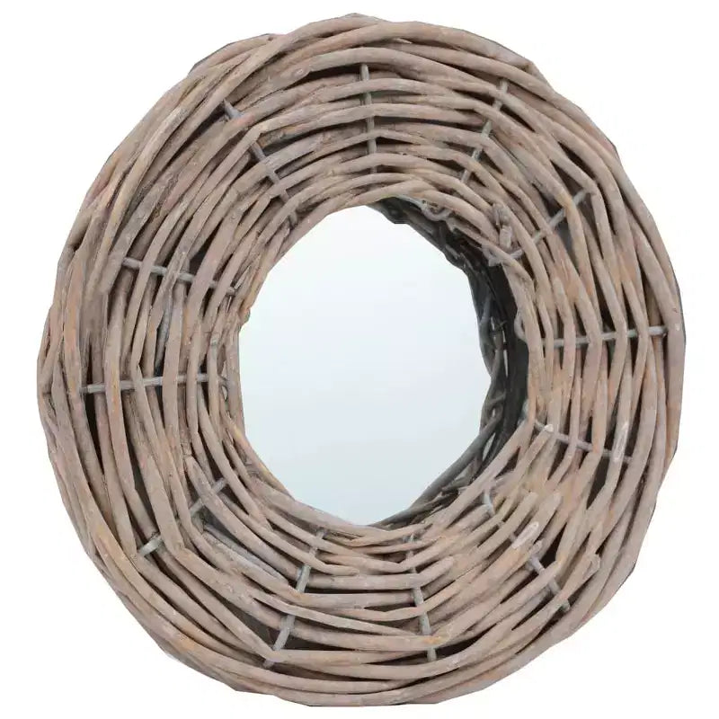 Miroir en rotin naturel, 15 cm de diamètre, fixation murale