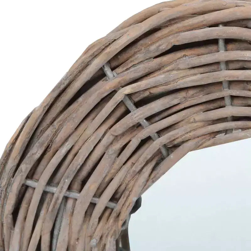 Miroir en rotin naturel, 15 cm de diamètre, fixation murale