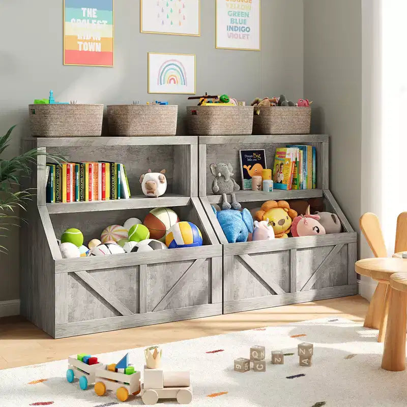 Étagère à livres et organiseur de jouets pour enfants, bibliothèque en bois de 32 pouces, anti-basculement et imperméable, adaptée pour la chambre d'enfant, la salle de jeux, la chambre à coucher, la salle de classe