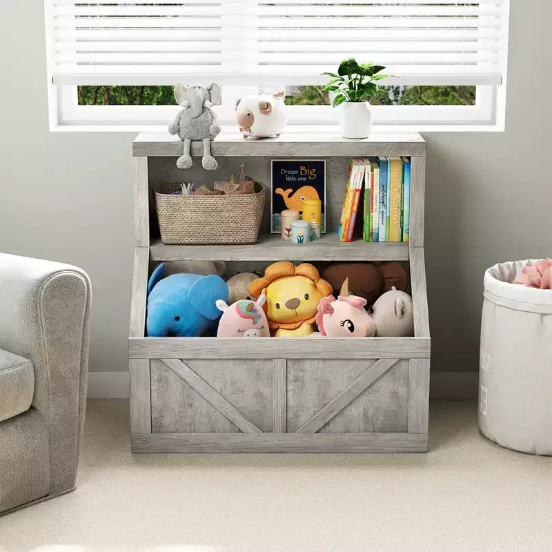 Étagère à livres et organiseur de jouets pour enfants, bibliothèque en bois de 32 pouces, anti-basculement et imperméable, adaptée pour la chambre d'enfant, la salle de jeux, la chambre à coucher, la salle de classe