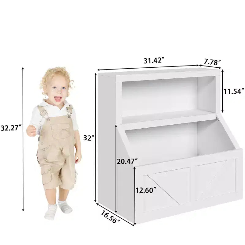 Étagère à livres et organiseur de jouets pour enfants, bibliothèque en bois de 32 pouces, anti-basculement et imperméable, adaptée pour la chambre d'enfant, la salle de jeux, la chambre à coucher, la salle de classe