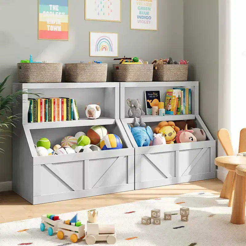 Étagère à livres et organiseur de jouets pour enfants, bibliothèque en bois de 32 pouces, anti-basculement et imperméable, adaptée pour la chambre d'enfant, la salle de jeux, la chambre à coucher, la salle de classe