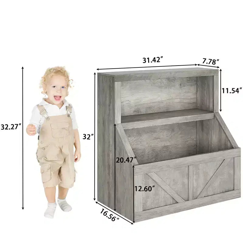Étagère à livres et organiseur de jouets pour enfants, bibliothèque en bois de 32 pouces, anti-basculement et imperméable, adaptée pour la chambre d'enfant, la salle de jeux, la chambre à coucher, la salle de classe