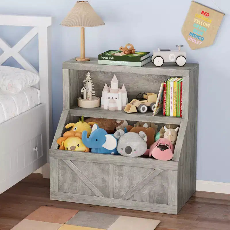Étagère à livres et organiseur de jouets pour enfants, bibliothèque en bois de 32 pouces, anti-basculement et imperméable, adaptée pour la chambre d'enfant, la salle de jeux, la chambre à coucher, la salle de classe