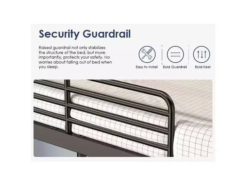 Lit superposé haut de 75 pouces double sur double, lit jumeau avec échelle et garde-corps de sécurité, lits superposés pour enfants pour chambre à coucher, dortoir, noir