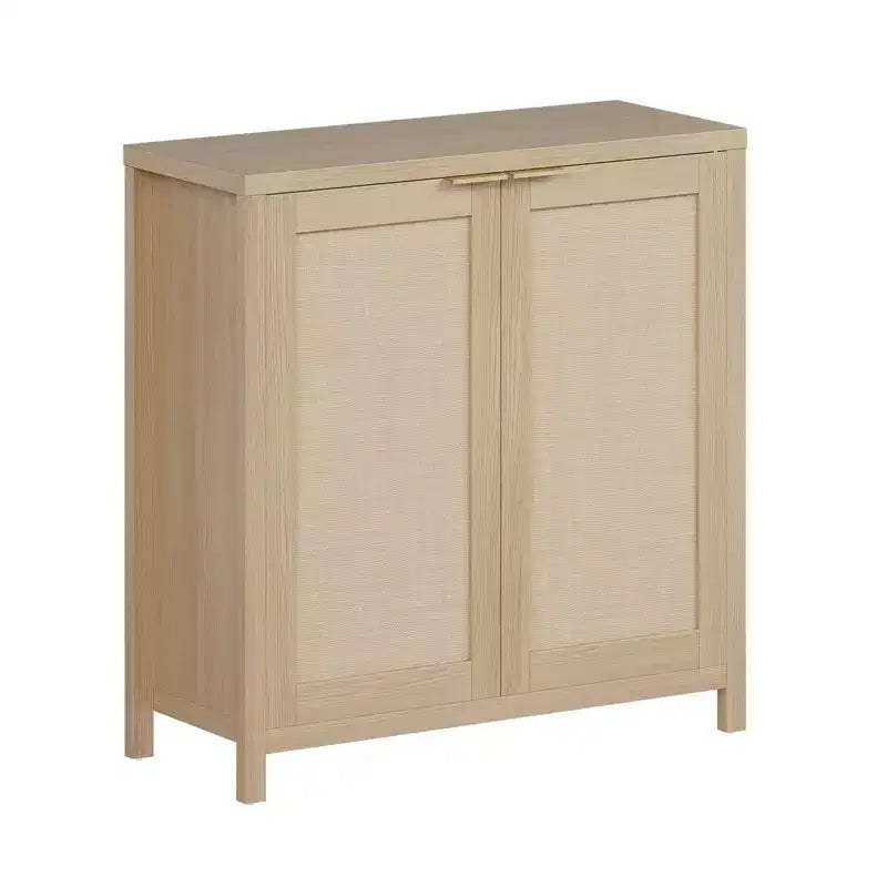 Meuble de rangement en rotin sur pied avec étagères réglables, buffet moderne pour salon et salle à manger