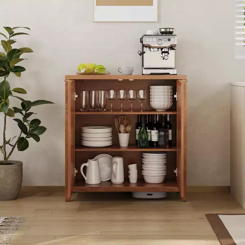 Meuble de rangement en rotin sur pied avec étagères réglables, buffet moderne pour salon et salle à manger