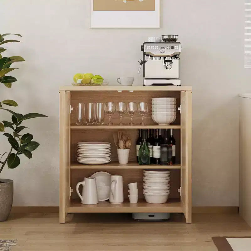 Meuble de rangement en rotin sur pied avec étagères réglables, buffet moderne pour salon et salle à manger
