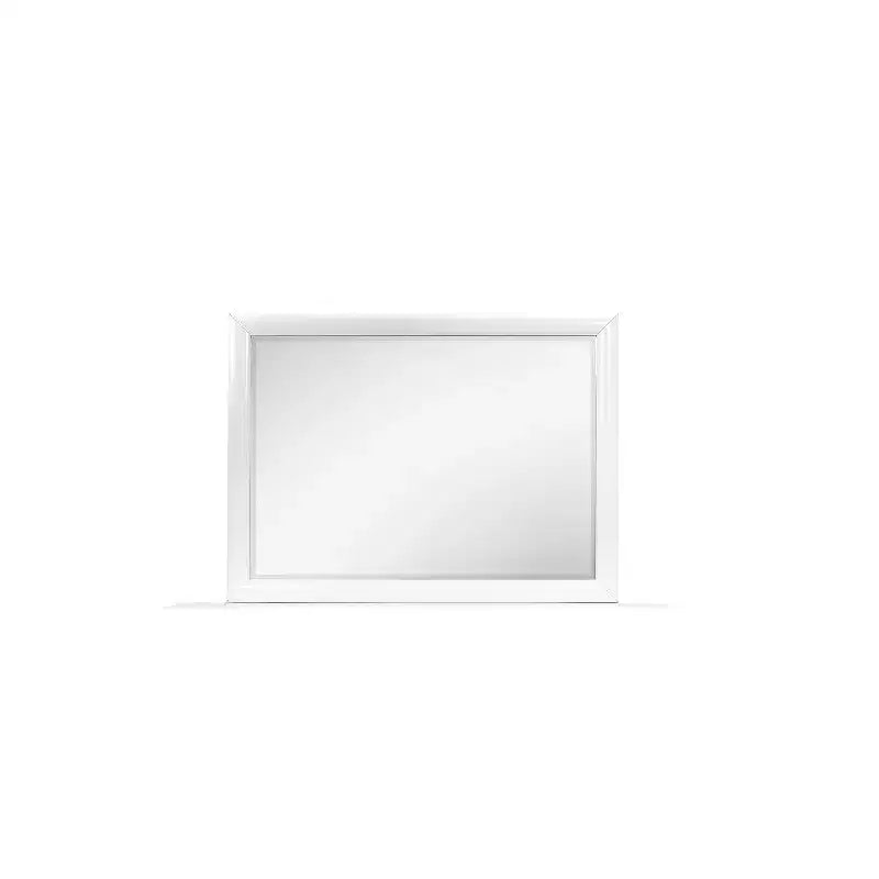 Miroir encadré blanc au design contemporain simple, accent élégant pour commodes dans la chambre