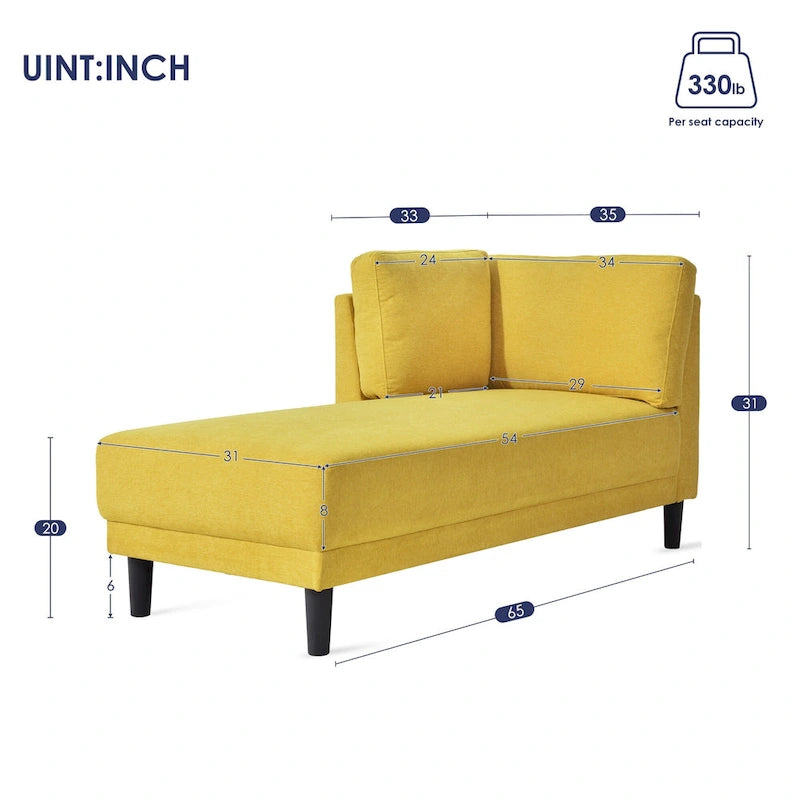 Canapé inclinable en tissu de lin du milieu du siècle, méridienne d'intérieur capitonnée et décontractée