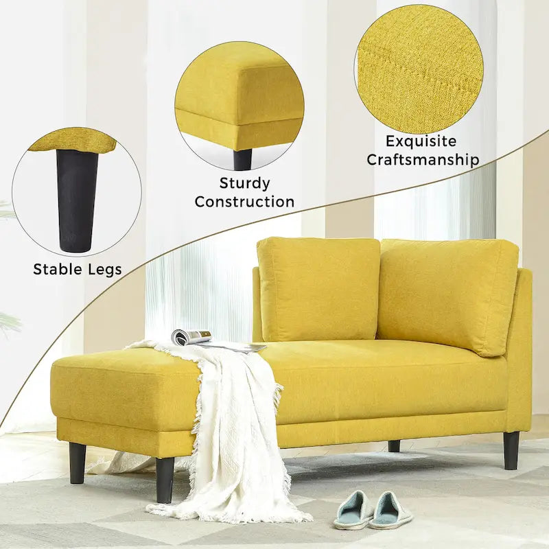 Canapé inclinable en tissu de lin du milieu du siècle, méridienne d'intérieur capitonnée et décontractée
