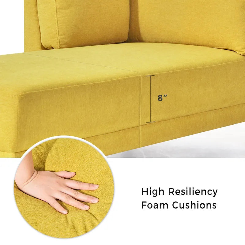 Canapé inclinable en tissu de lin du milieu du siècle, méridienne d'intérieur capitonnée et décontractée