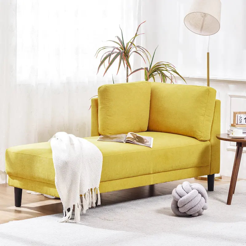 Canapé inclinable en tissu de lin du milieu du siècle, méridienne d'intérieur capitonnée et décontractée
