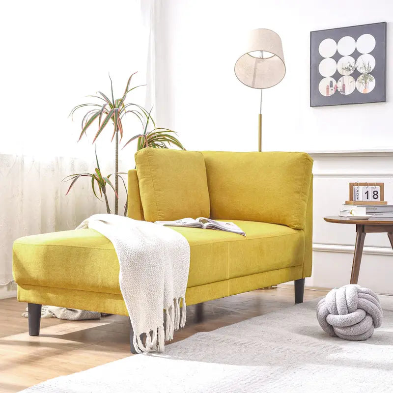Canapé inclinable en tissu de lin du milieu du siècle, méridienne d'intérieur capitonnée et décontractée