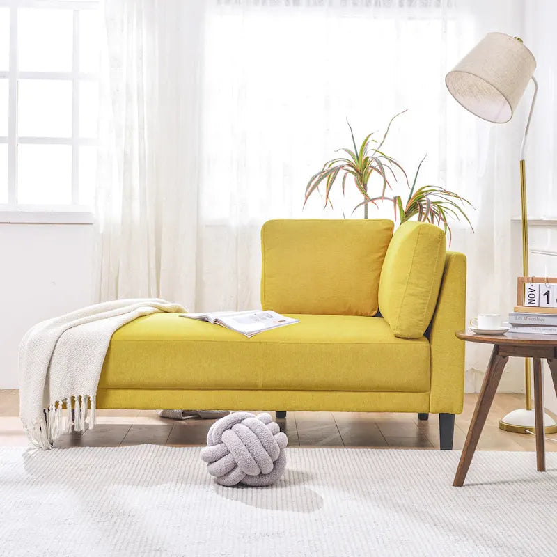 Canapé inclinable en tissu de lin du milieu du siècle, méridienne d'intérieur capitonnée et décontractée
