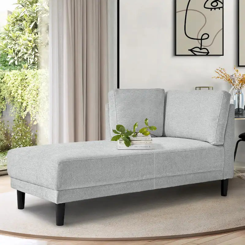 Canapé inclinable en tissu de lin du milieu du siècle, méridienne d'intérieur capitonnée et décontractée