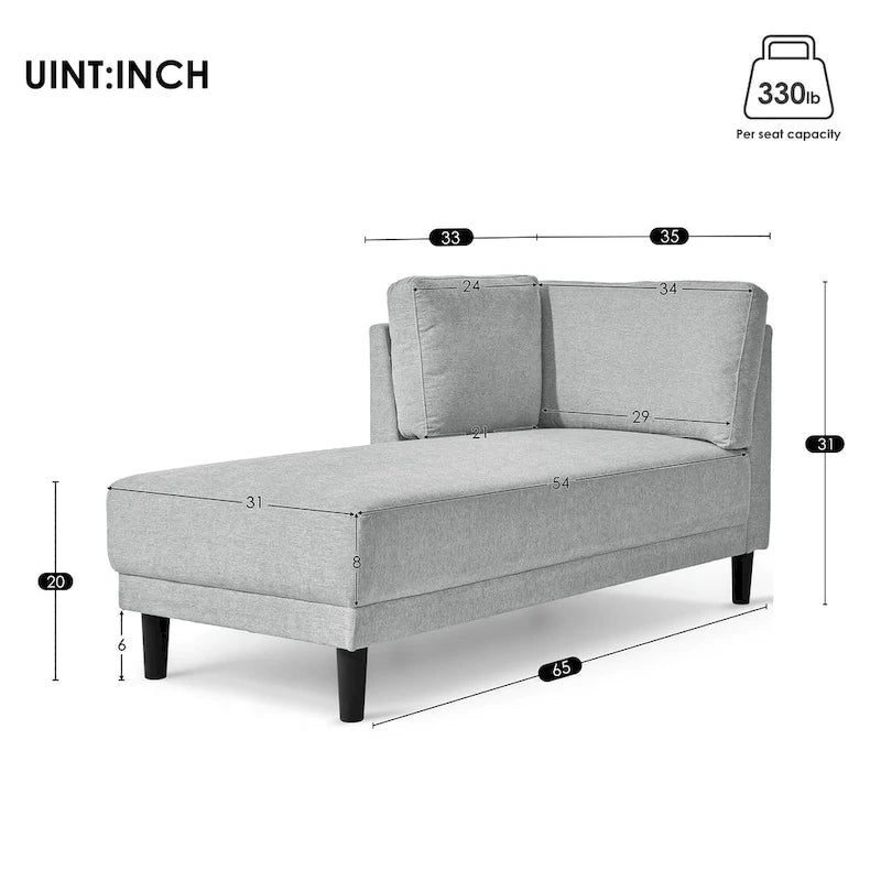 Canapé inclinable en tissu de lin du milieu du siècle, méridienne d'intérieur capitonnée et décontractée