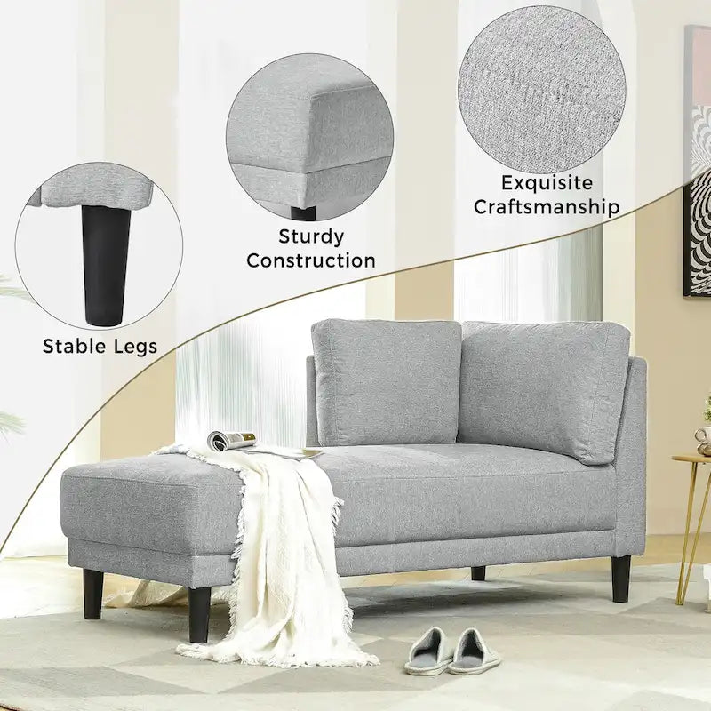 Canapé inclinable en tissu de lin du milieu du siècle, méridienne d'intérieur capitonnée et décontractée