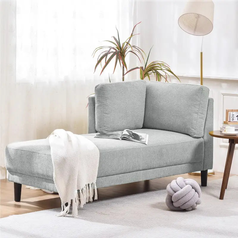 Canapé inclinable en tissu de lin du milieu du siècle, méridienne d'intérieur capitonnée et décontractée