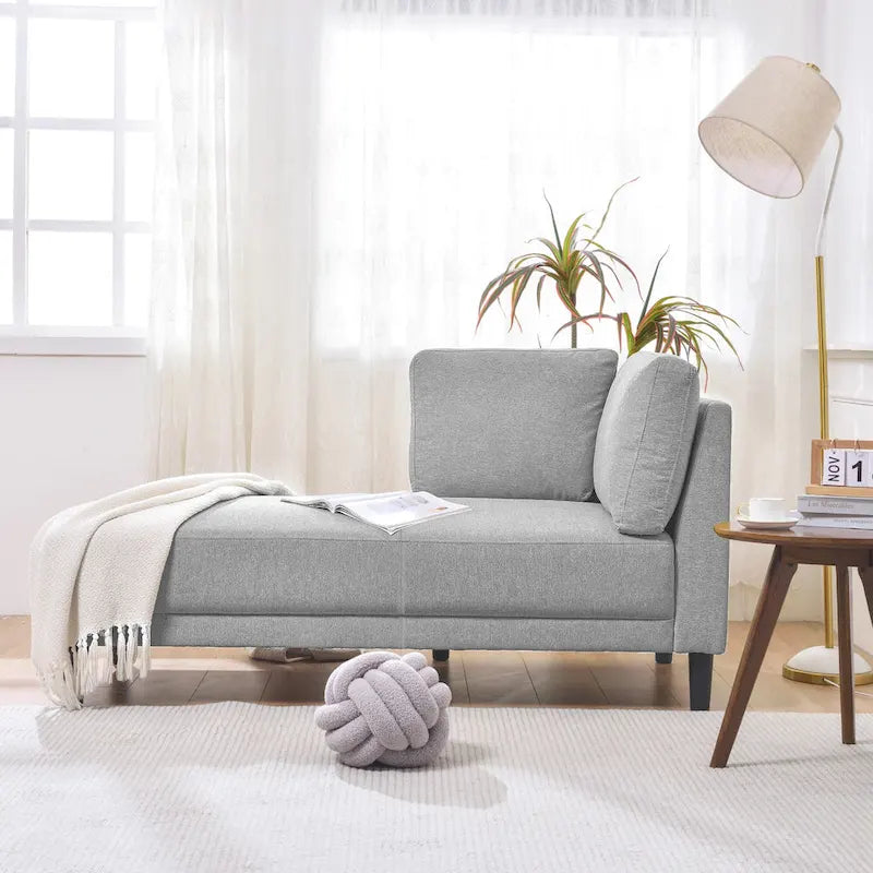 Canapé inclinable en tissu de lin du milieu du siècle, méridienne d'intérieur capitonnée et décontractée