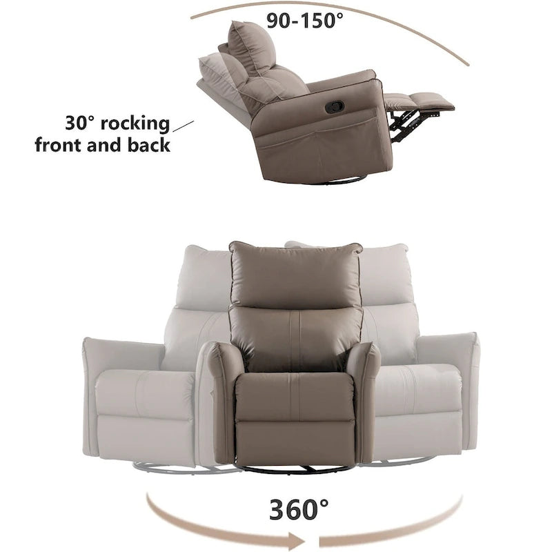 Fauteuil relax moderne, pivotant et berçant, avec siège surdimensionné