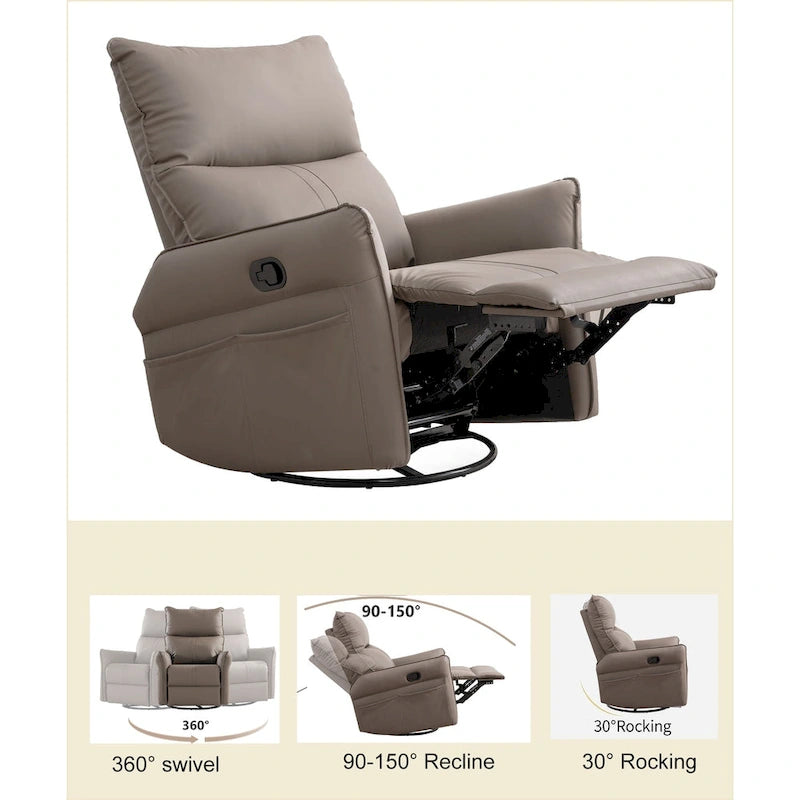Fauteuil relax moderne, pivotant et berçant, avec siège surdimensionné