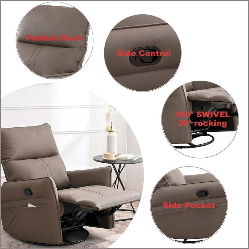 Fauteuil relax moderne, pivotant et berçant, avec siège surdimensionné