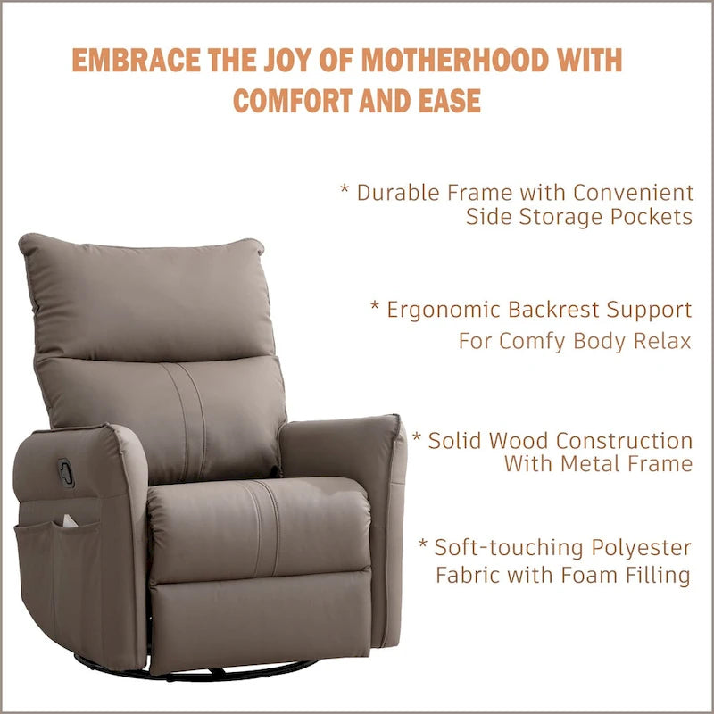 Fauteuil relax moderne, pivotant et berçant, avec siège surdimensionné