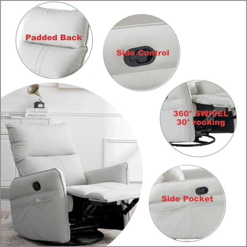 Fauteuil relax moderne, pivotant et berçant, avec siège surdimensionné