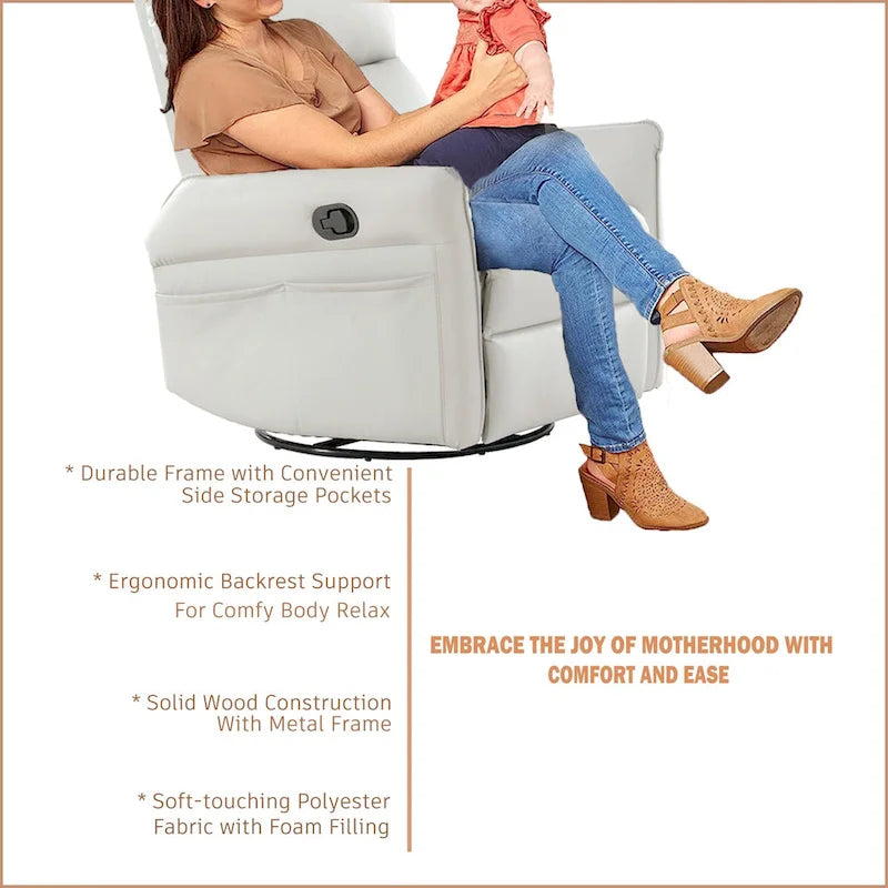 Fauteuil relax moderne, pivotant et berçant, avec siège surdimensionné