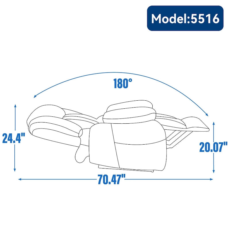 Fauteuil inclinable électrique en cuir véritable marron de taille moyenne avec double moteur, position infinie et capacité de 158 kg