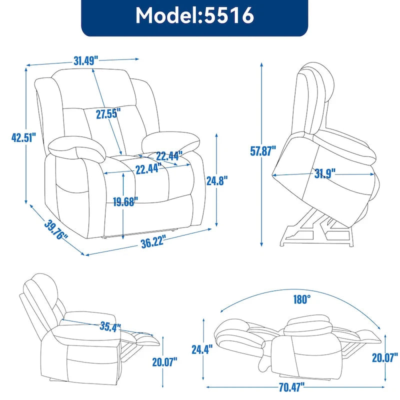 Fauteuil inclinable électrique en cuir véritable marron de taille moyenne avec double moteur, position infinie et capacité de 158 kg